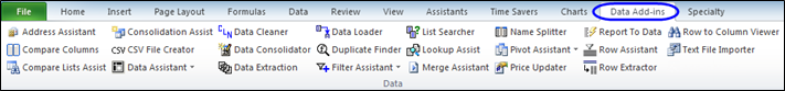 Microsoft Excel Add-In: Data Add-Ins Ribbon