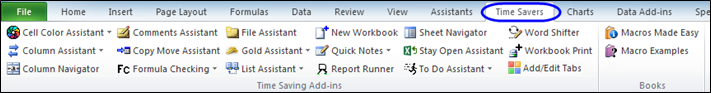 Microsoft Excel Add-In: Time Savers Ribbon