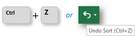Ctrl Z Undo Sort in Microsoft Excel 2007 2010 2013 2016 365