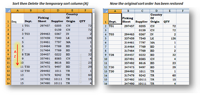 Remove Sorting Column in Microsoft Excel 2007 2010 2013 2016 365